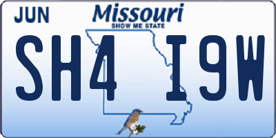 MO license plate SH4I9W