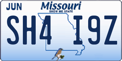 MO license plate SH4I9Z