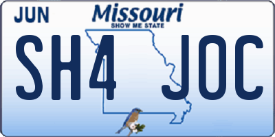 MO license plate SH4J0C