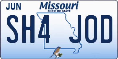 MO license plate SH4J0D