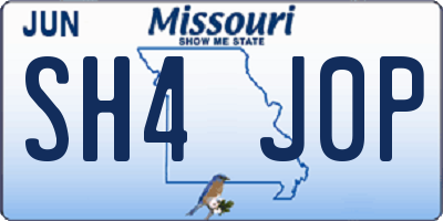 MO license plate SH4J0P