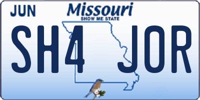 MO license plate SH4J0R