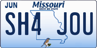 MO license plate SH4J0U