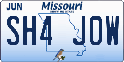 MO license plate SH4J0W