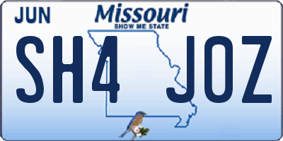 MO license plate SH4J0Z