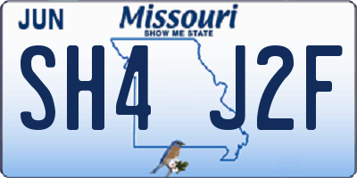 MO license plate SH4J2F