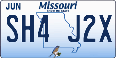 MO license plate SH4J2X