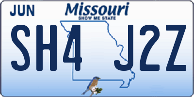 MO license plate SH4J2Z