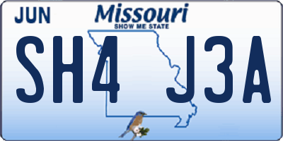 MO license plate SH4J3A