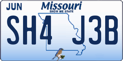 MO license plate SH4J3B