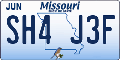 MO license plate SH4J3F