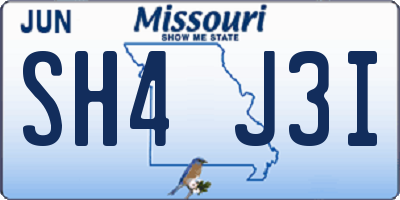 MO license plate SH4J3I
