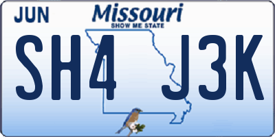 MO license plate SH4J3K