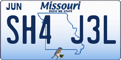 MO license plate SH4J3L