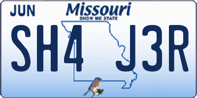 MO license plate SH4J3R