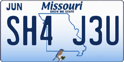 MO license plate SH4J3U