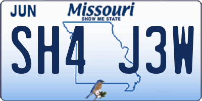 MO license plate SH4J3W