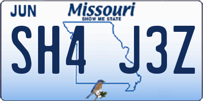 MO license plate SH4J3Z