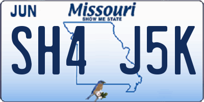 MO license plate SH4J5K
