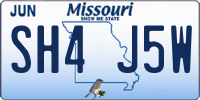 MO license plate SH4J5W
