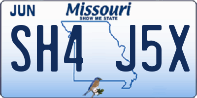 MO license plate SH4J5X