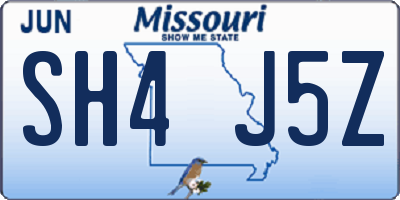MO license plate SH4J5Z