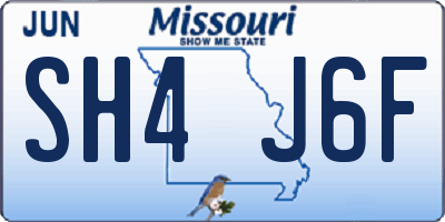 MO license plate SH4J6F