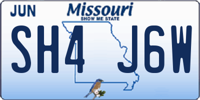 MO license plate SH4J6W