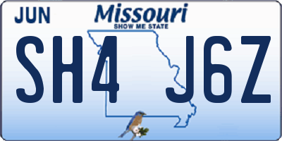 MO license plate SH4J6Z