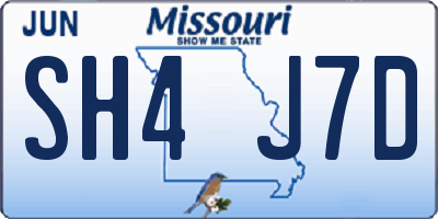 MO license plate SH4J7D