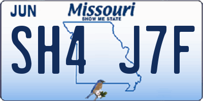 MO license plate SH4J7F