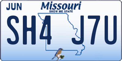 MO license plate SH4J7U