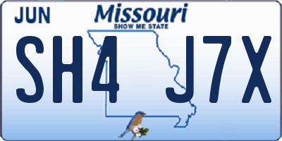 MO license plate SH4J7X
