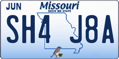 MO license plate SH4J8A