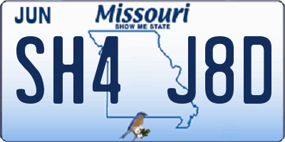 MO license plate SH4J8D