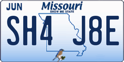 MO license plate SH4J8E