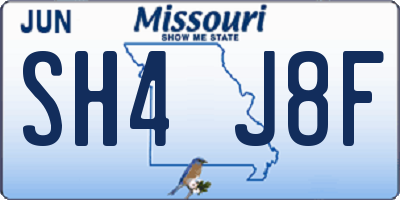 MO license plate SH4J8F