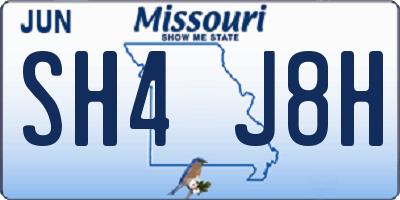 MO license plate SH4J8H