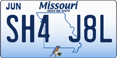 MO license plate SH4J8L
