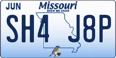 MO license plate SH4J8P