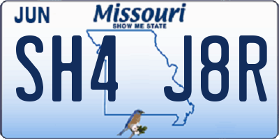 MO license plate SH4J8R