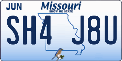 MO license plate SH4J8U