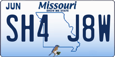 MO license plate SH4J8W