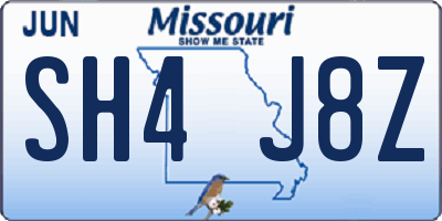 MO license plate SH4J8Z