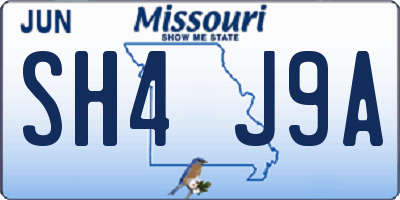 MO license plate SH4J9A
