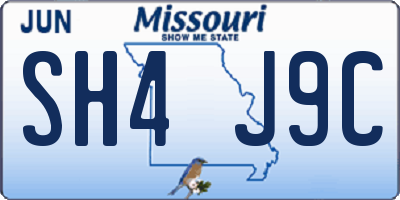 MO license plate SH4J9C