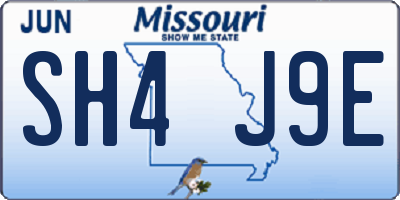 MO license plate SH4J9E