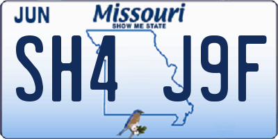 MO license plate SH4J9F