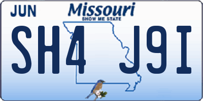 MO license plate SH4J9I