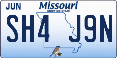 MO license plate SH4J9N
